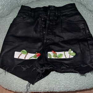 Off White Main Label Rose Denim Shorts